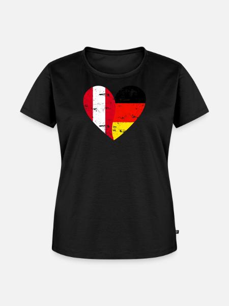 Marcar Corazón Perú Alemania Bandera - Camiseta ecológica prémium para mujer - negro