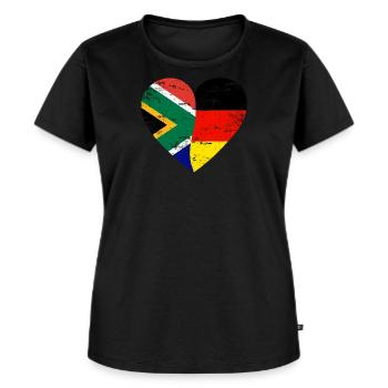 Afrique du Sud Allemagne Flag Heart - T-shirt Premium bio Femme - noir - Devant - Selfina (174cm)