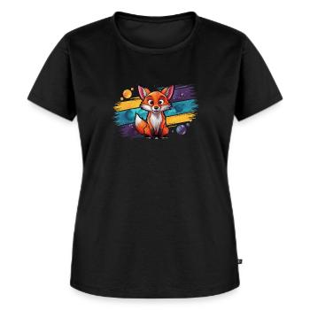 Fox - illustrasjon - Premium økologisk T-skjorte for kvinner - svart - Foran - Selfina (174cm)