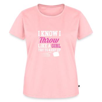 I Know I Throw Like A Girl Try To Keep Up Cornhole - Women's Premium Organic T-shirt - rose - Front - AI Model Female 172 dark (172cm)