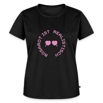 ROSAROT IST REALISTISCH - Frauen Premium Bio T-Shirt - Schwarz - Vorne - Selfina (174cm)