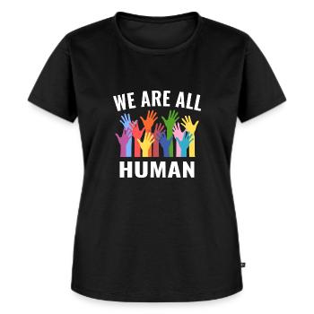 We are all human Gleichberechtigung - Frauen Premium Bio T-Shirt - Schwarz - Vorne - Selfina (174cm)
