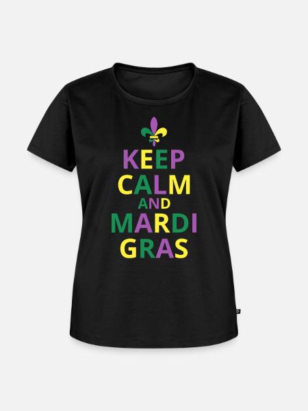 Ruhe bewahren und Mardi Gras - Frauen Premium Bio T-Shirt - Schwarz