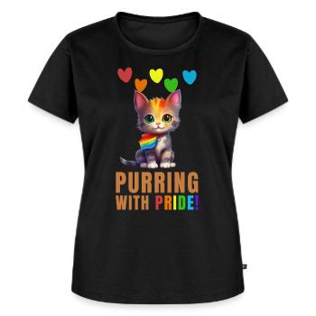 Gay pride - purring with pride - Women's Premium Organic T-shirt - black - Front - Selfina (174cm)