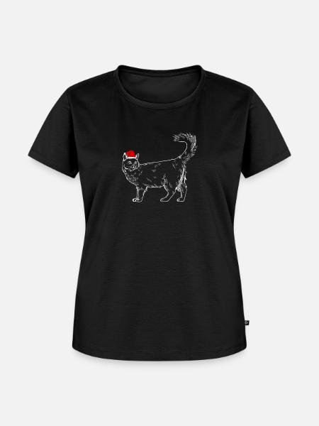Weihnachtskatze - Frauen Premium Bio T-Shirt - Schwarz