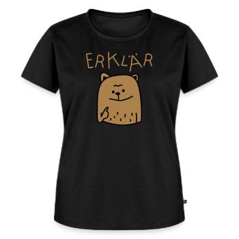 Erklär Bär (b) - Frauen Premium Bio T-Shirt - Schwarz - Vorne - Selfina (174cm)