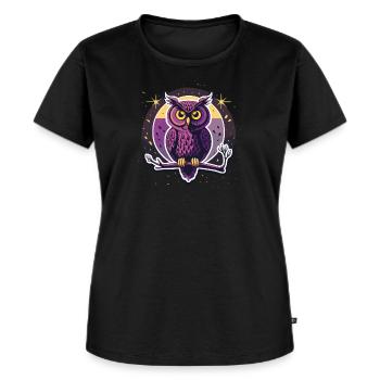 Dunkle Eule - Frauen Premium Bio T-Shirt - Schwarz - Vorne - Selfina (174cm)