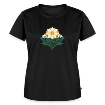 Alpen Mountain Edelweiss Flower - Frauen Premium Bio T-Shirt - Schwarz - Vorne - Selfina (174cm)