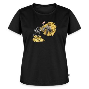 Bataille sur la Route Jaune - T-shirt Premium bio Femme - noir - Devant - Selfina (174cm)