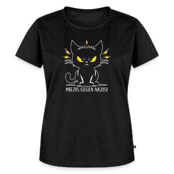 Miezis Gegen Nazis Antifaschistisches Statement - Frauen Premium Bio T-Shirt - Schwarz - Vorne - Selfina (174cm)
