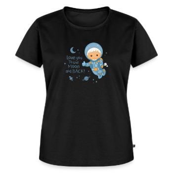Unser Sandmännchen - Love you to the moon and back - Frauen Premium Bio T-Shirt - Schwarz - Vorne - Selfina (174cm)