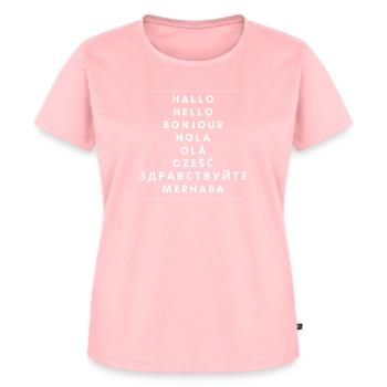 Hello - Hello - Bonjour - different languages - Women's Premium Organic T-shirt - rose - Front - AI Model Female 172 dark (172cm)