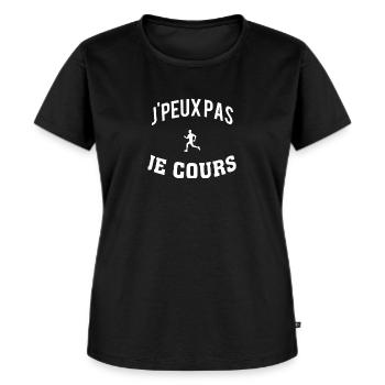 Je peux pas je cours - T-shirt Premium bio Femme - noir - Devant - Selfina (174cm)