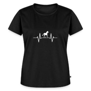 Herzschlag Pferd - Frauen Premium Bio T-Shirt - Schwarz - Vorne - Selfina (174cm)