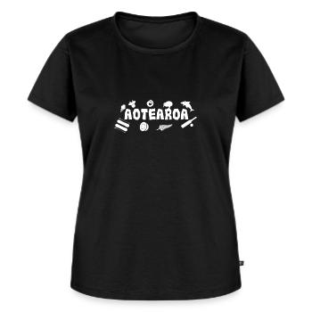 Maori Aotearoa Neuseeland Icons - Geschenkidee - Frauen Premium Bio T-Shirt - Schwarz - Vorne - Selfina (174cm)