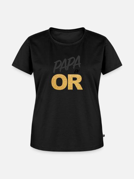 Papa in Gold - Frauen Premium Bio T-Shirt - Schwarz