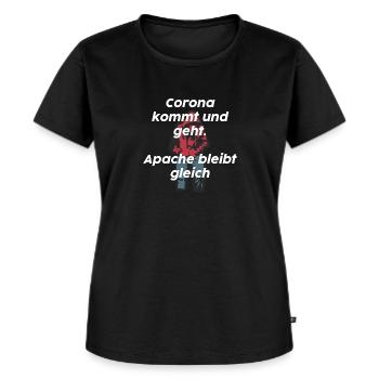 Apache - Frauen Premium Bio T-Shirt - Schwarz - Vorne - Selfina (174cm)