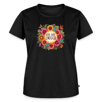 You Are Enough - self love - Frauen Premium Bio T-Shirt - Schwarz - Vorne - Selfina (174cm)