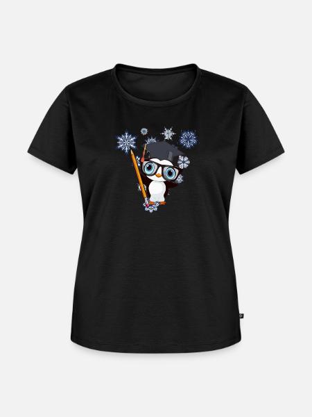 Winter Pinguin - Frauen Premium Bio T-Shirt - Schwarz