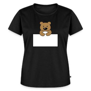 name schild rahmen text schreiben teddy grizzly ba - Frauen Premium Bio T-Shirt - Schwarz - Vorne - Selfina (174cm)