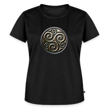 Keltisches Trisquel - Frauen Premium Bio T-Shirt - Schwarz - Vorne - Selfina (174cm)