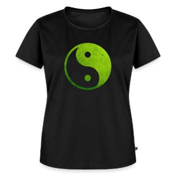 Yin Yang vert, symbole Yin Yang, taoïsme Yin Yang - T-shirt Premium bio Femme - noir - Devant - Selfina (174cm)