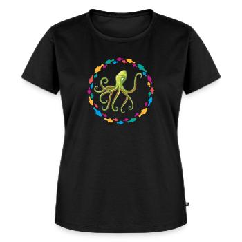 Pieuvres vert - T-shirt Premium bio Femme - noir - Devant - Selfina (174cm)