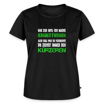 Kinderturnen Turnen lustig Spruch Kind - Frauen Premium Bio T-Shirt - Schwarz - Vorne - Selfina (174cm)