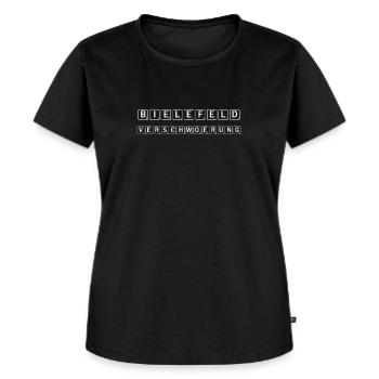 Bielefeld existiert | Bielefeld Verschwörung - Frauen Premium Bio T-Shirt - Schwarz - Vorne - Selfina (174cm)