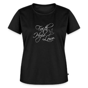 Glaube Hoffnung Taube - Frauen Premium Bio T-Shirt - Schwarz - Vorne - Selfina (174cm)
