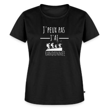 t-shirt j'peux pas j'ai randonnée cadeau humour - T-shirt Premium bio Femme - noir - Devant - Selfina (174cm)