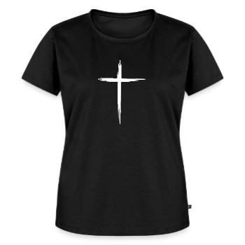 Kreuz Christentum Jesus Christ Religion - Frauen Premium Bio T-Shirt - Schwarz - Vorne - Selfina (174cm)