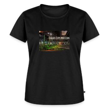 Urbex - Lost -Place - Usine de réparation - T-shirt Premium bio Femme - noir - Devant - Selfina (174cm)