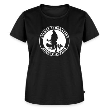 Direkte Aktion zur Tierbefreiung - Frauen Premium Bio T-Shirt - Schwarz - Vorne - Selfina (174cm)