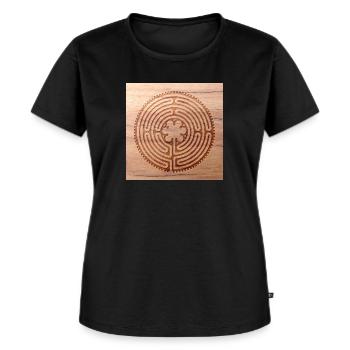 Chartres Labyrinth Short Way - Wood Cut Out 1 - Women's Premium Organic T-shirt - black - Front - Selfina (174cm)