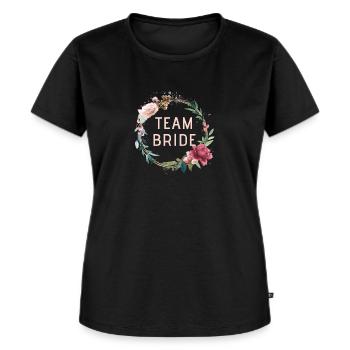 Équipe Bride! Couronne de fleurs - T-shirt Premium bio Femme - noir - Devant - Selfina (174cm)