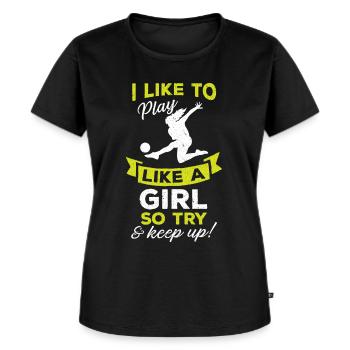 Fußballerin Fußball Fußballspielerin Frauenfußball - Frauen Premium Bio T-Shirt - Schwarz - Vorne - Selfina (174cm)