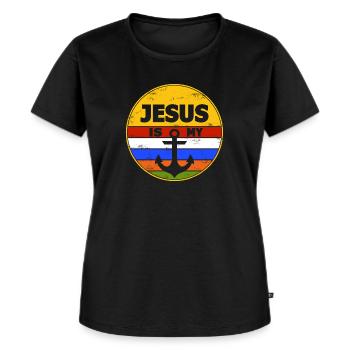 Jesus - Jesus Christus -Gott, Jesus ist mein Anker - Frauen Premium Bio T-Shirt - Schwarz - Vorne - Selfina (174cm)
