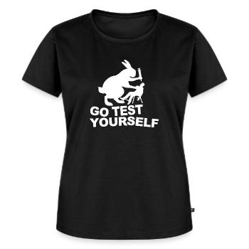 Allez vous tester vous-même - T-shirt Premium bio Femme - noir - Devant - Selfina (174cm)