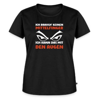 Ich brauche keinen Mittelfinger ich kann das mit - Frauen Premium Bio T-Shirt - Schwarz - Vorne - Selfina (174cm)