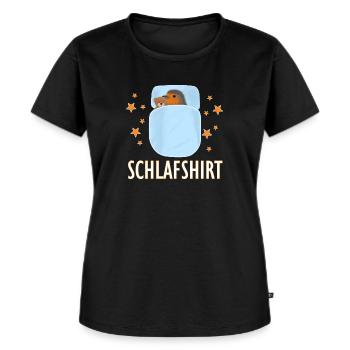 Rotkehlchen kuschelt mit Teddy Schlafshirt Vogel - Frauen Premium Bio T-Shirt - Schwarz - Vorne - Selfina (174cm)