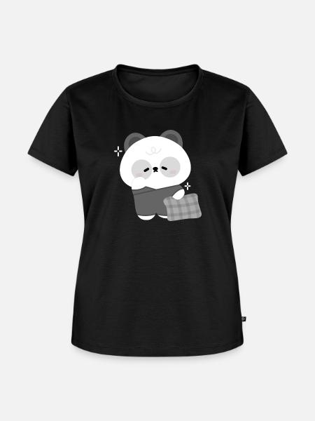 Schläfriger Panda - Frauen Premium Bio T-Shirt - Schwarz
