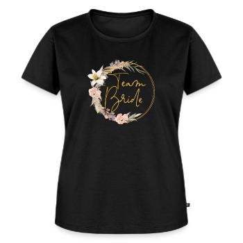 Team Bride! Watercolour Floral Kranz - Frauen Premium Bio T-Shirt - Schwarz - Vorne - Selfina (174cm)