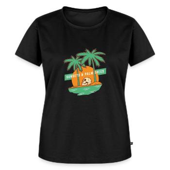 Sunsets & Palm trees - Women's Premium Organic T-shirt - black - Front - Selfina (174cm)