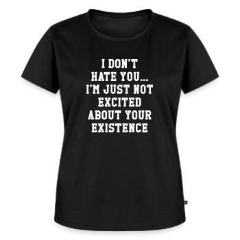 Ich hasse dich nicht - Frauen Premium Bio T-Shirt - Schwarz - Vorne - Selfina (174cm)