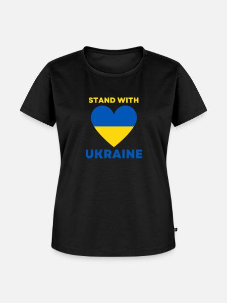 Stand With Ukraine - Frauen Premium Bio T-Shirt - Schwarz
