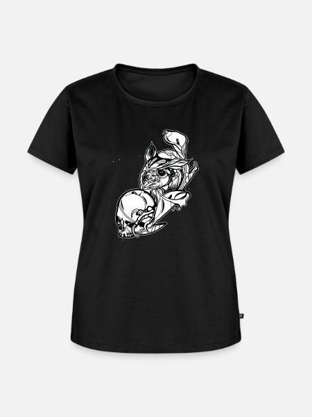 Eule mit Schädel // Illustration - Frauen Premium Bio T-Shirt - Schwarz