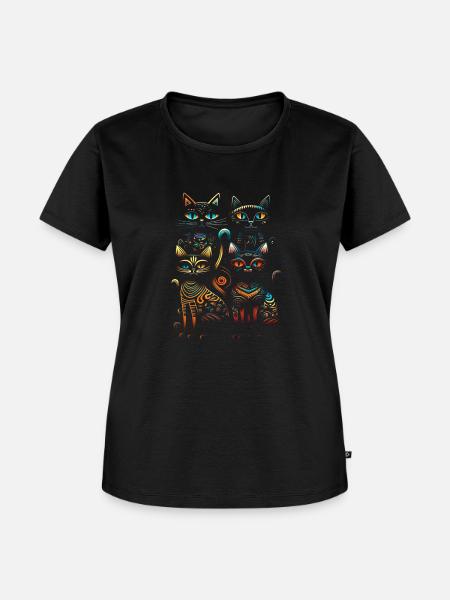 Regenbogen-Katzen - Frauen Premium Bio T-Shirt - Schwarz