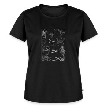Ocean Love Frauen Bekleidung - Frauen Premium Bio T-Shirt - Schwarz - Vorne - Selfina (174cm)
