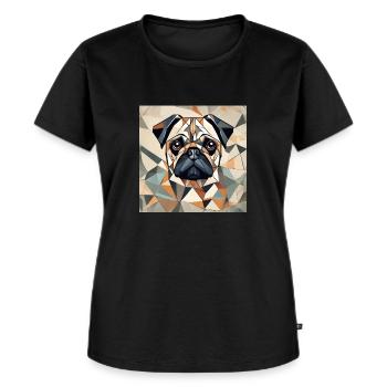 Polygon Pug - Frauen Premium Bio T-Shirt - Schwarz - Vorne - Selfina (174cm)